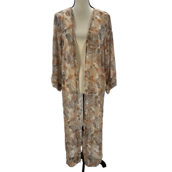 Jessica Simpson Wild Paisley Gardenia Swimsuit Coverup - Brown Tan - size Large - Picture 1 of 9